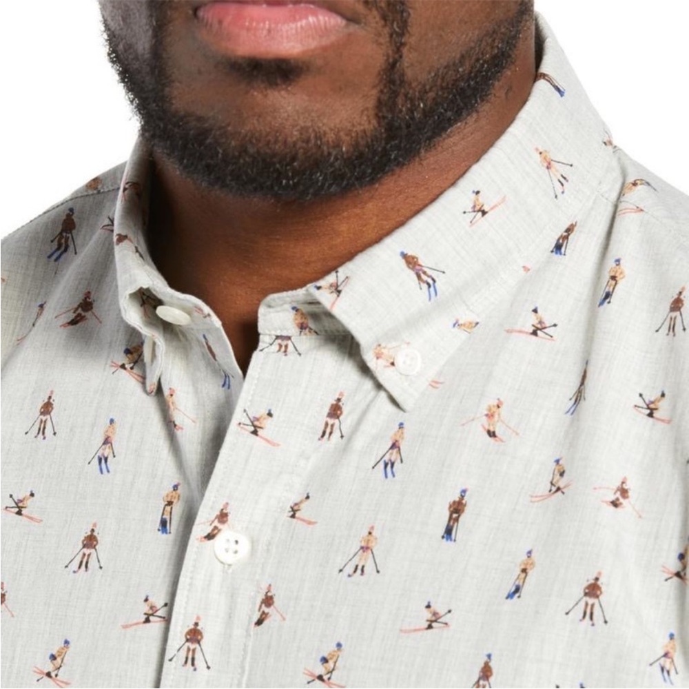 BONOBOS Washed Button Down Slim Fit Ski
Print Sport Shirt